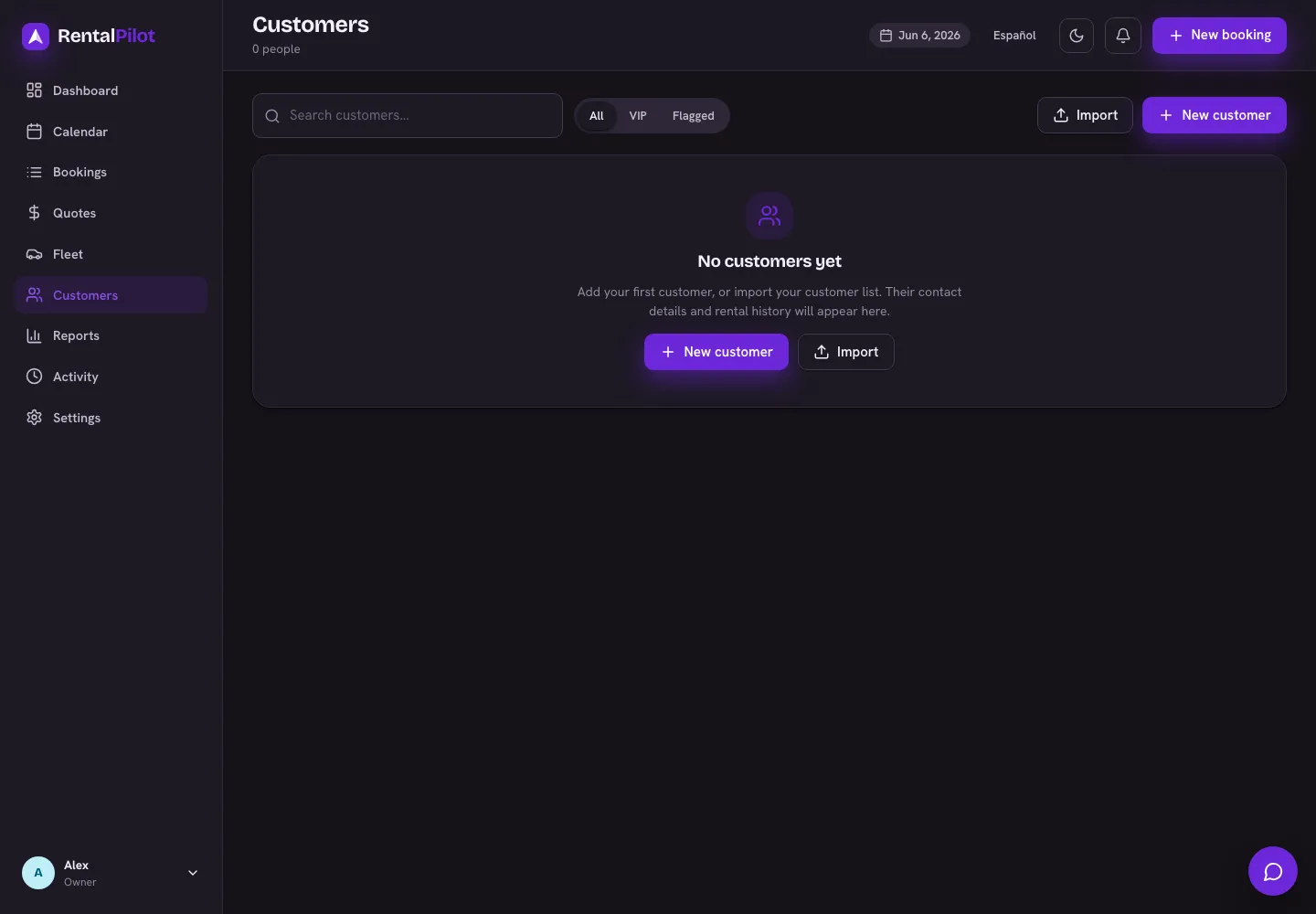 Customers before the first customer is added