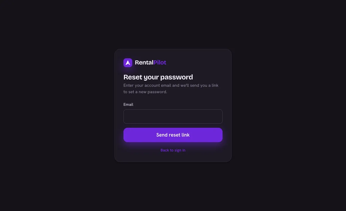 The "Reset your password" page, where you request a reset link by email